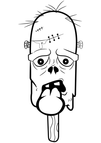 Zombie Ice Cream Coloring Page